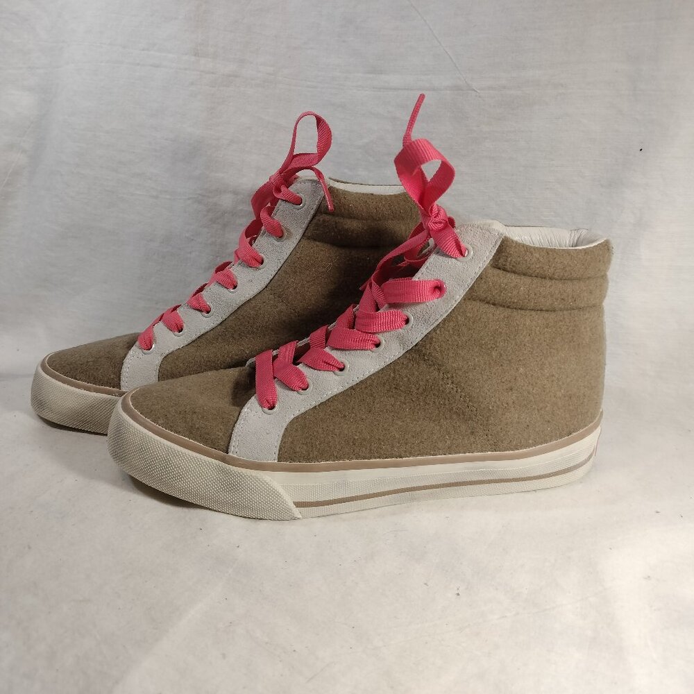 Boden High Top Sneakers with pink laces
